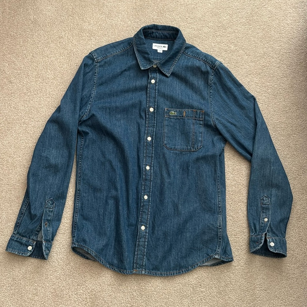 Lacoste denim casual button up shirt size medium
